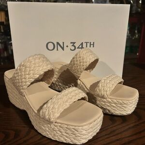 ON-34TH Women's Cream Braided Wedge Sandals